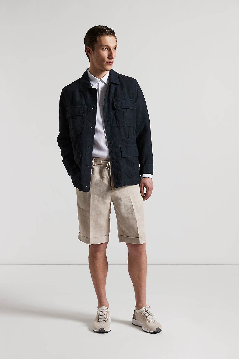 Ermenegildo Zegna linen chevron Bermuda shorts | Peserico