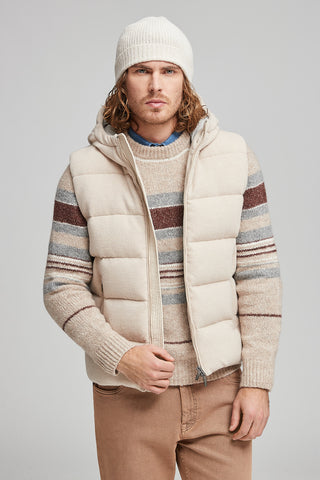 Goose down vest in wool and cashmere  