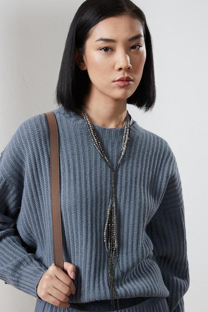 Wool, silk, cashmere and lurex sweater  