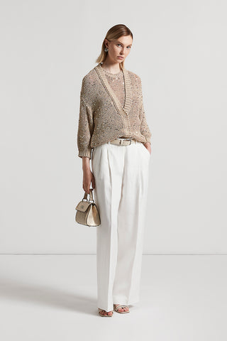 Plain linen gabardine trousers