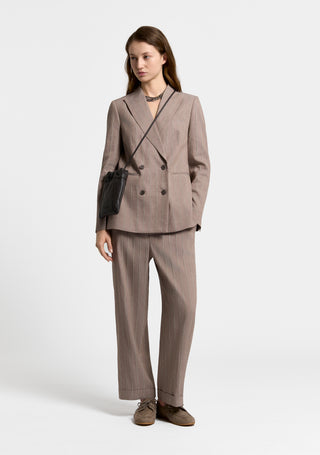 Pinstripe cotton/linen twill trousers