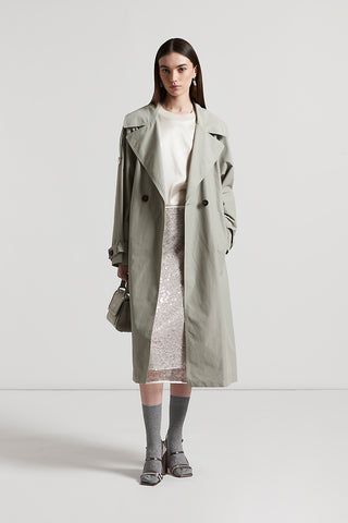 Trench coat in technical cotton faille