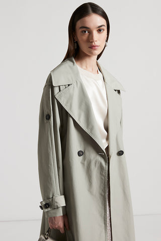 Trench coat in technical cotton faille