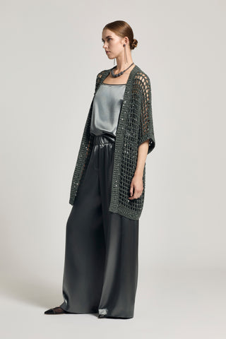 Fluid viscose satin trousers