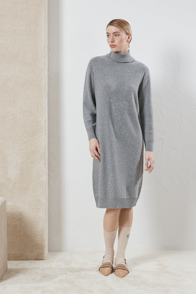 Wool, silk, cashmere dress with sequins  