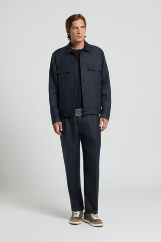 Pure linen gabardine overshirt