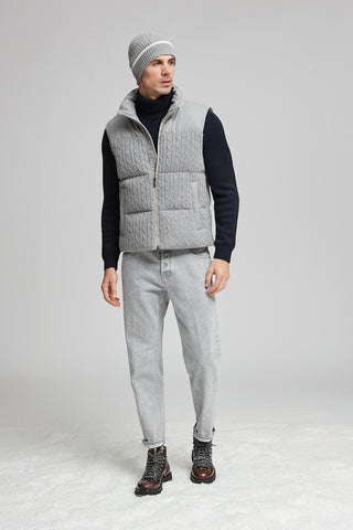 Sleeveless goose down jacket in tricot wool  