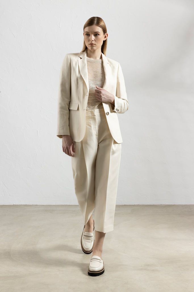 Single-breasted blazer in linen and viscose  
