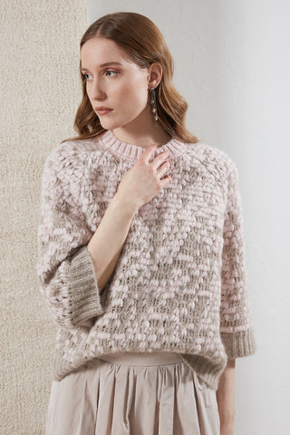 Wool and alpaca jacquard sweater with lurex details  