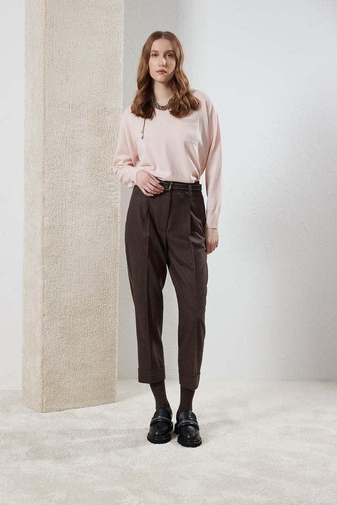 Wool and cashmere carrot trousers  