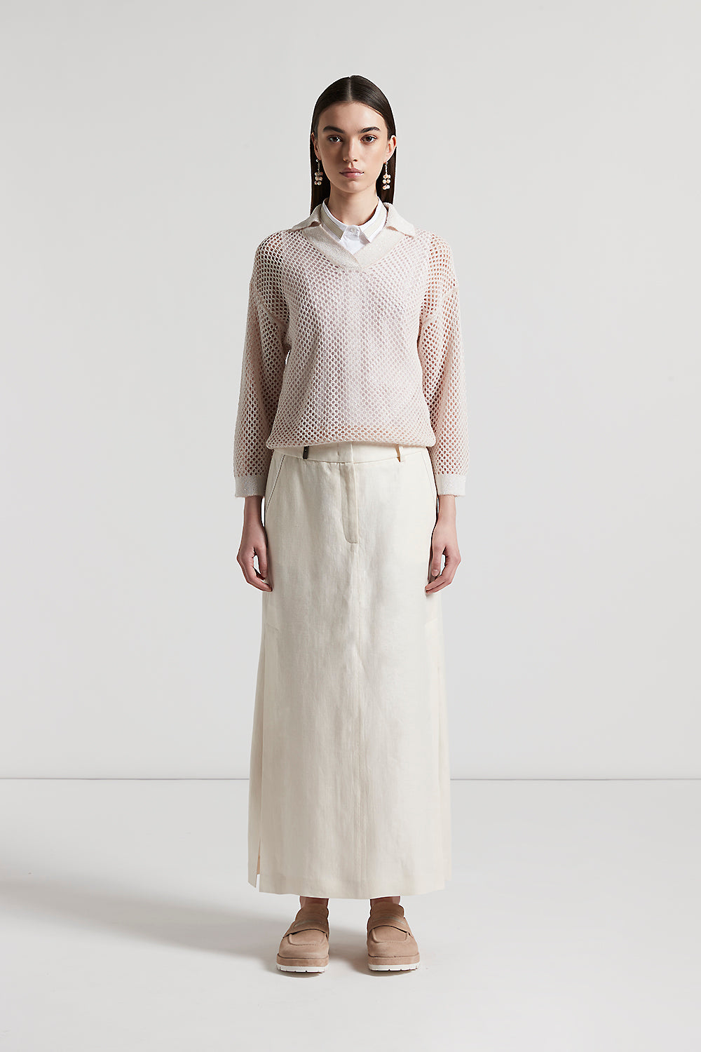 Stretch cotton poplin top | Peserico