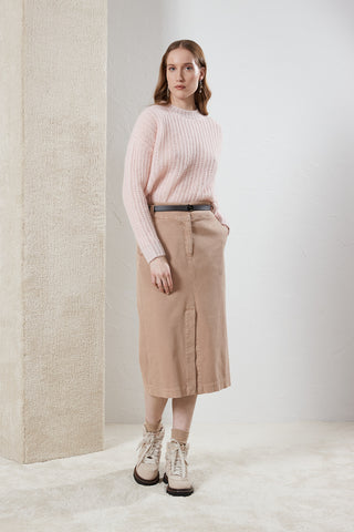 Cotton midi skirt with belt  