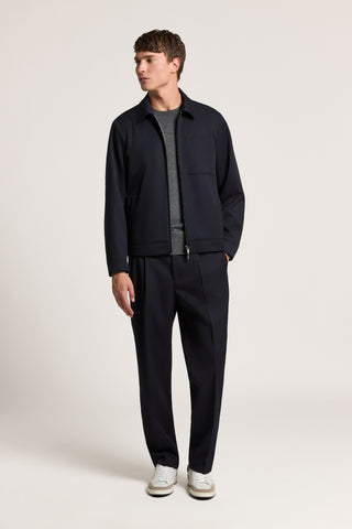 Blouson chemise en gabardine de pure laine