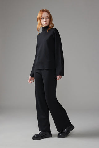 Merino wool straight leg trousers  