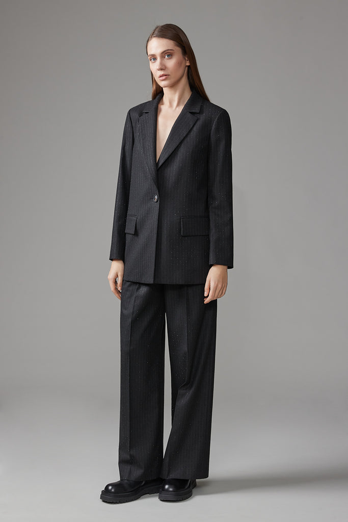 Pinstripe flannel palazzo trousers  