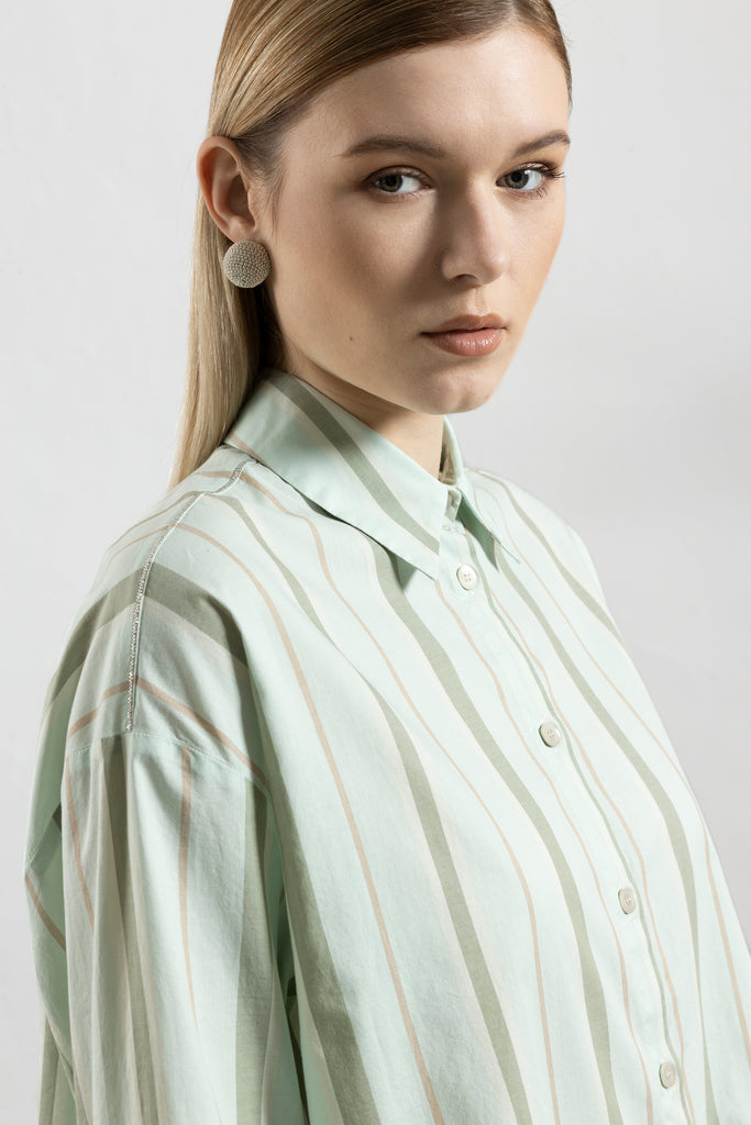 Pure cotton striped muslin shirt  
