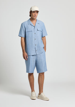 Linen canvas jogger Bermuda shorts