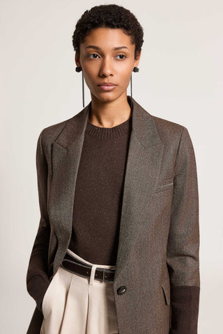 Blazer à simple boutonnage en toile de laine jaspée