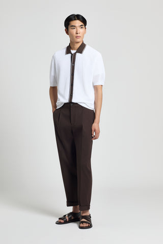 Pure cotton gabardine trousers with darts