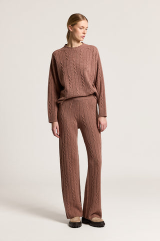 Pullover mit Zopfmuster aus Wolle, Seide, Kaschmir und Lamé