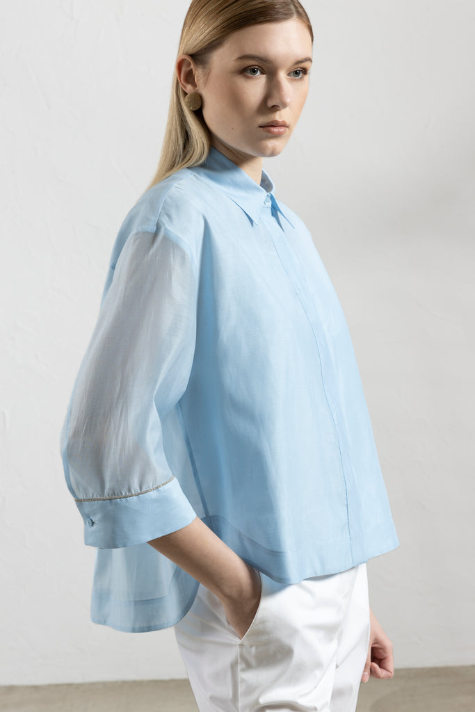 Cotton and silk opaque organza shirt  