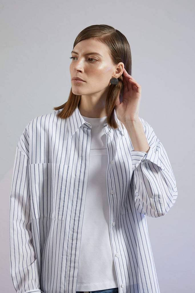 Yarn-dyed striped cotton poplin shirt  