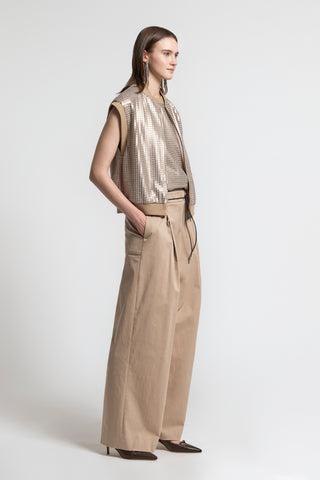 Crepe vest with sequin embroidery