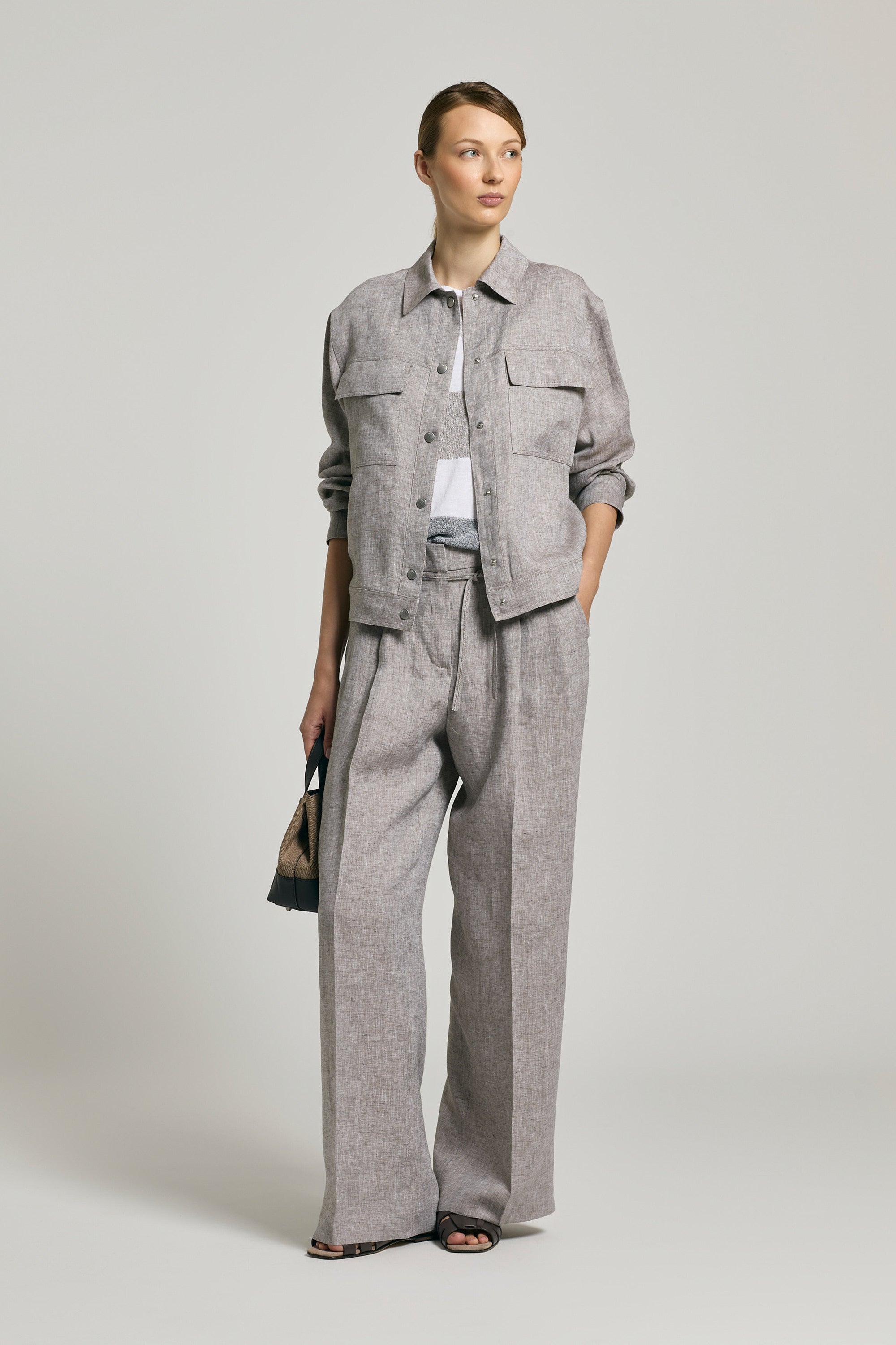 Lightweight pure linen canvas trousers | Peserico