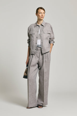 Lightweight pure linen canvas trousers