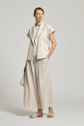 Slub linen and cotton piqué T-shirt