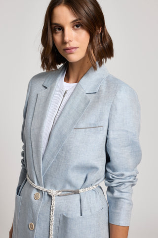 Single-breasted pure linen gabardine blazer