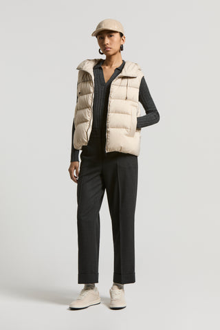 Wool and viscose rib-knit jumper with polo-style neck