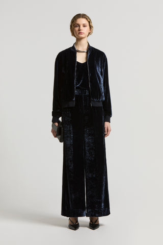 Fluid viscose velvet top