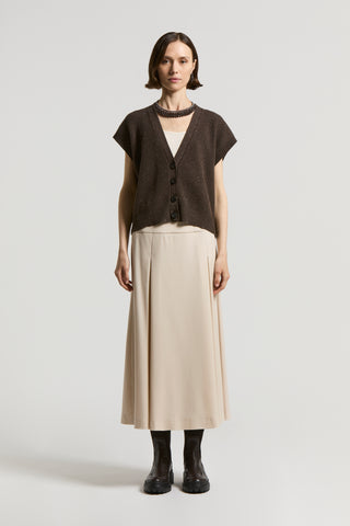 Fluid wool twill midi skirt