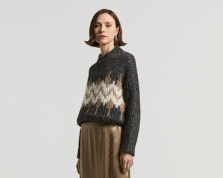 Blown cotton/lurex cardigan with sequins