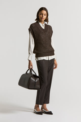 Lurex wool flannel trousers