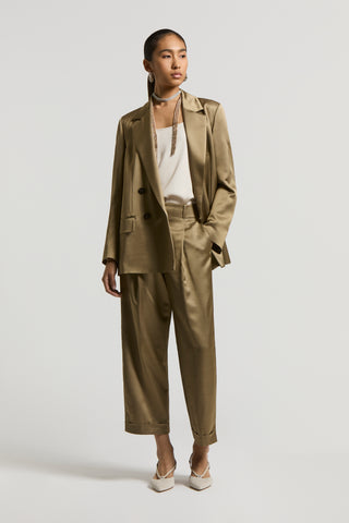 Viscose/wool satin trousers