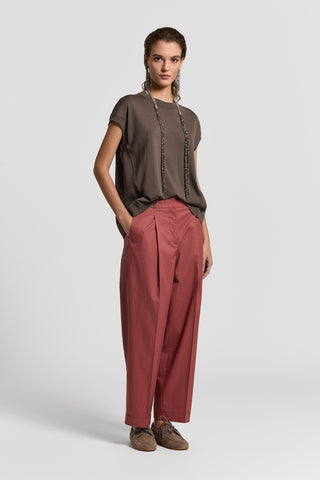 Stretch cotton sateen trousers