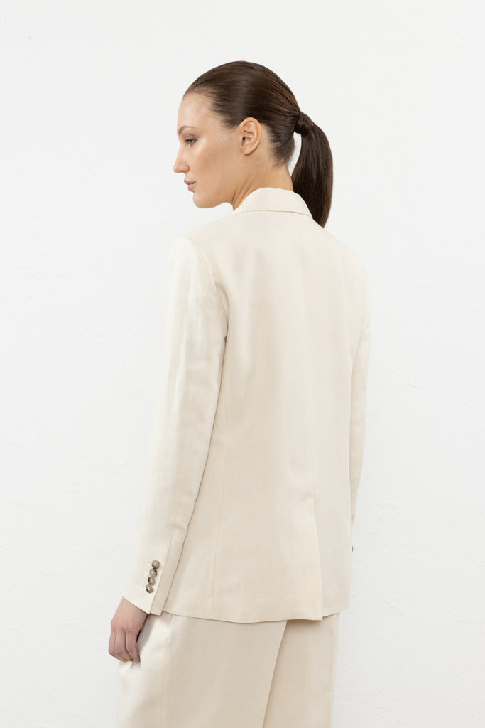 Single-breasted blazer in linen and viscose  
