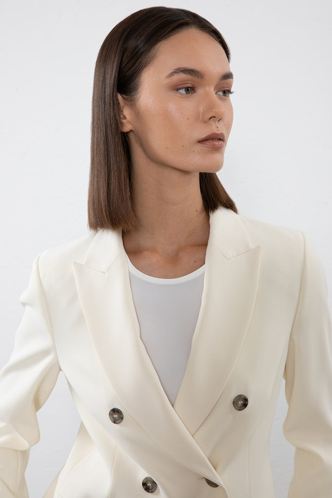 Double-breasted blazer in crêpe cady  