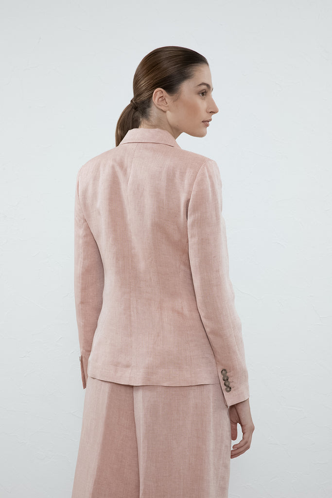 Double-breasted blazer in viscose and linen  