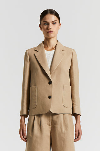 Single-breasted linen and viscose blazer