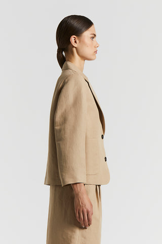 Single-breasted linen and viscose blazer