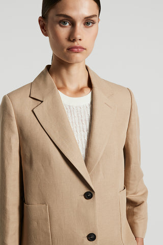 Single-breasted linen and viscose blazer