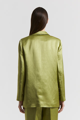 Single-breasted viscose and linen satin blazer