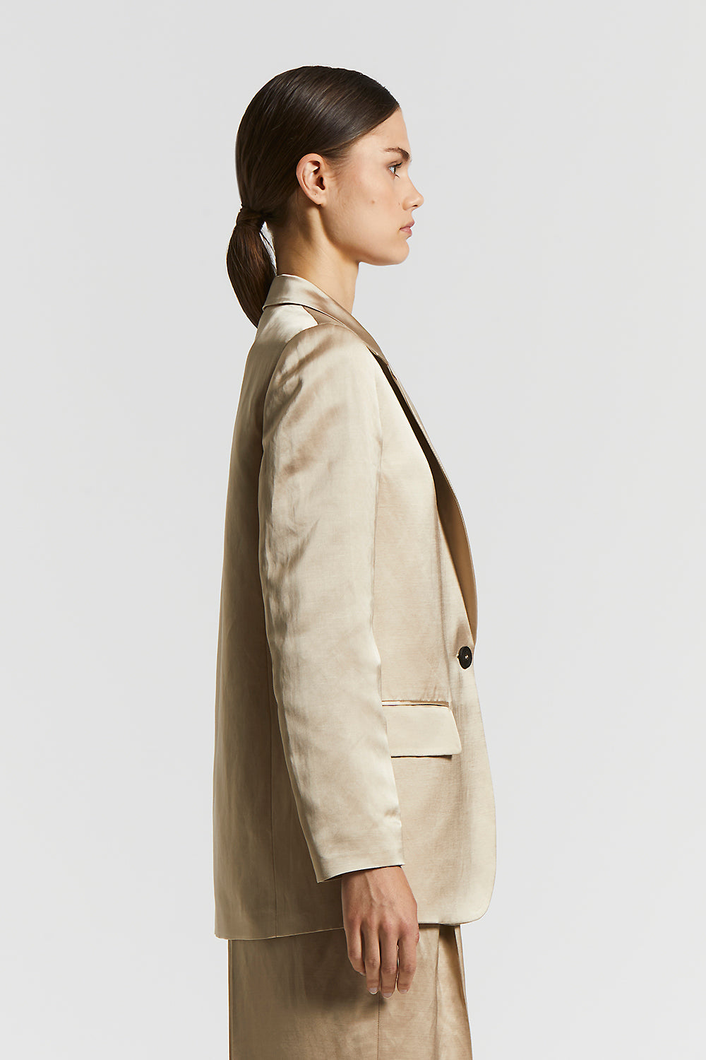 Single-breasted viscose and linen satin blazer | Peserico