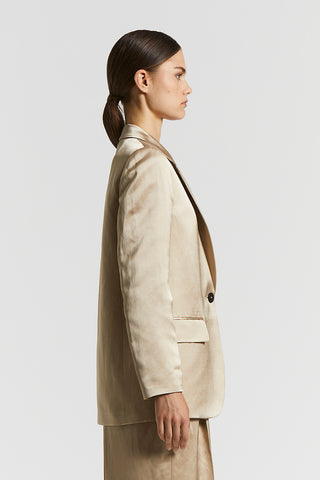 Single-breasted viscose and linen satin blazer