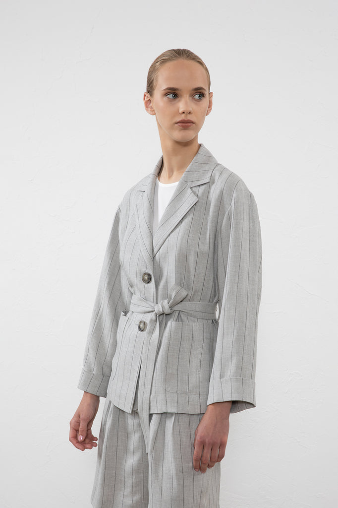 Single-breasted blazer in linen, viscose and lurex  