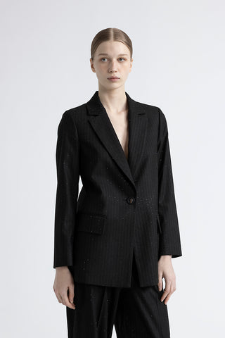 Pinstripe viscose flannel single-breasted blazer  