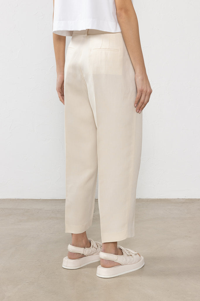 Diagonal weave trousers in yarn dyed line and viscose blend  